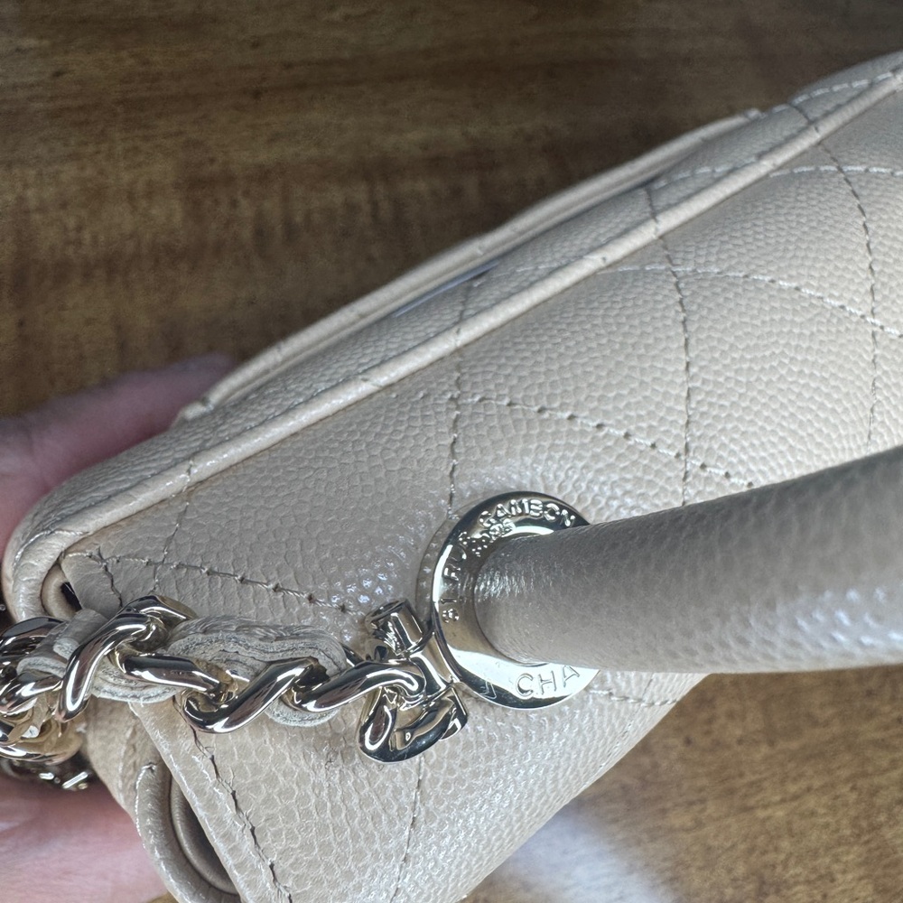 Chanel Beige Caviar Leather Micro Coco Handbag - Picture 5 of 15